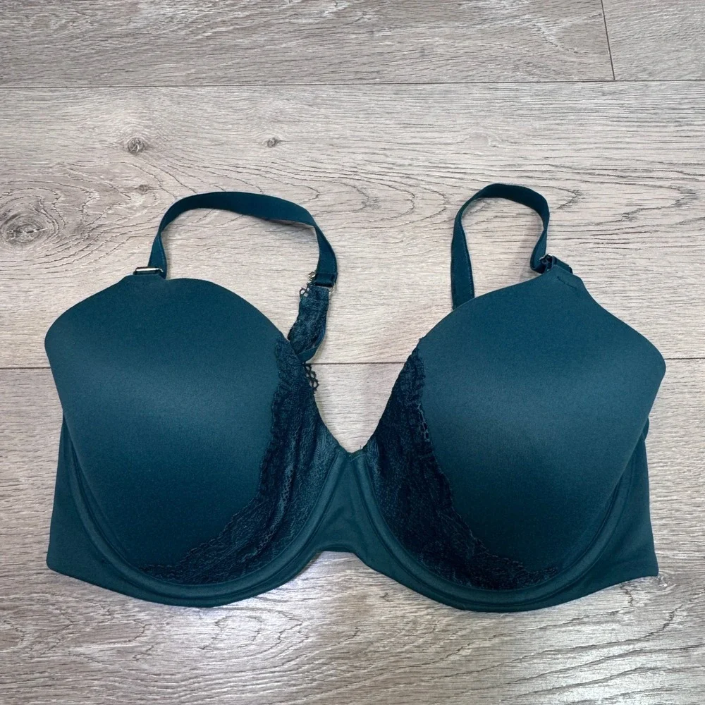 Soma Embraceable Perfect Coverage Underwire Bra Dark Teal Green Lace 36DD